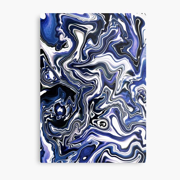 Blueberry Milk Dutch Marble Acrylic Paint Pour Metal Print