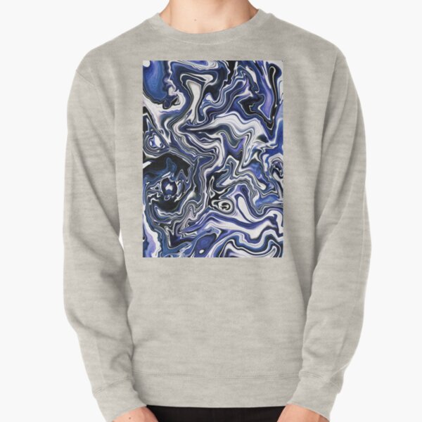 Blueberry Milk Dutch Marble Acrylic Paint Pour Pullover Sweatshirt