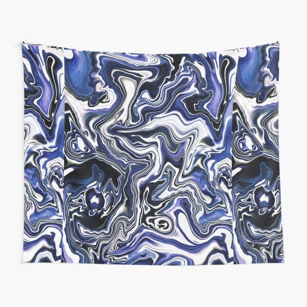 Blueberry Milk Dutch Marble Acrylic Paint Pour Tapestry