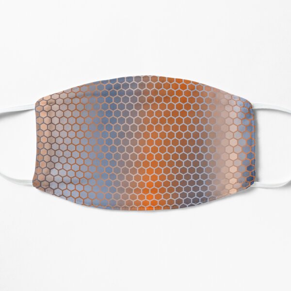 Blue Orange Brown Hexagon Pattern Flat Mask