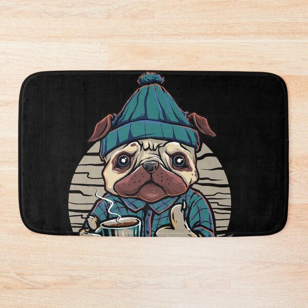 Item preview, Espresso dog, dog drinking coffee, dog with coffee mug, on black background designed and sold by coffeeapparel.