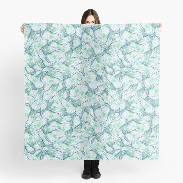 Blue and Green Watercolor Leaves Scarf
