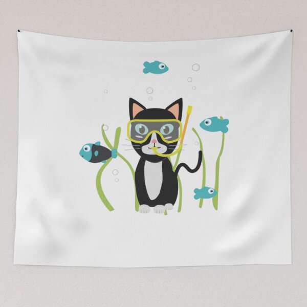 Item preview, Underwater Diving Cat With Fish designed and sold by MarcoColeman4.