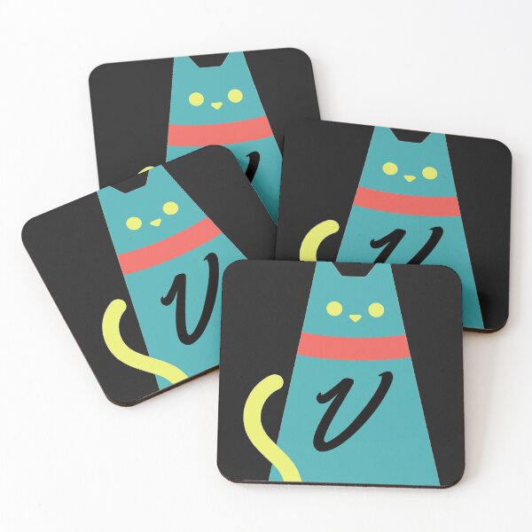 Item preview,  Alphabet  initial Letter V and black,red and yellow  cat designed and sold by dygo1986.