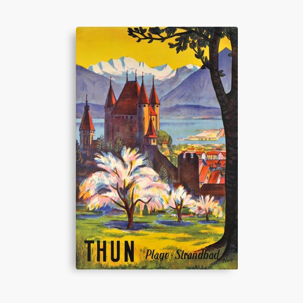 Item preview, Thun Plage vintage travel poster designed and sold by stickart-marek.