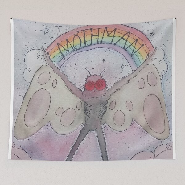 Item preview, Mothman With Rainbow Watercolor Painting designed and sold by EmmaLouize234.