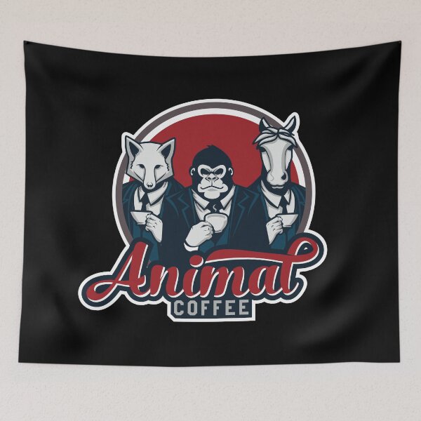 Item preview, Animal coffee, fox with a cup of coffee, a gorilla with a cup of coffee, a horse with a cup of coffee  designed and sold by coffeeapparel.