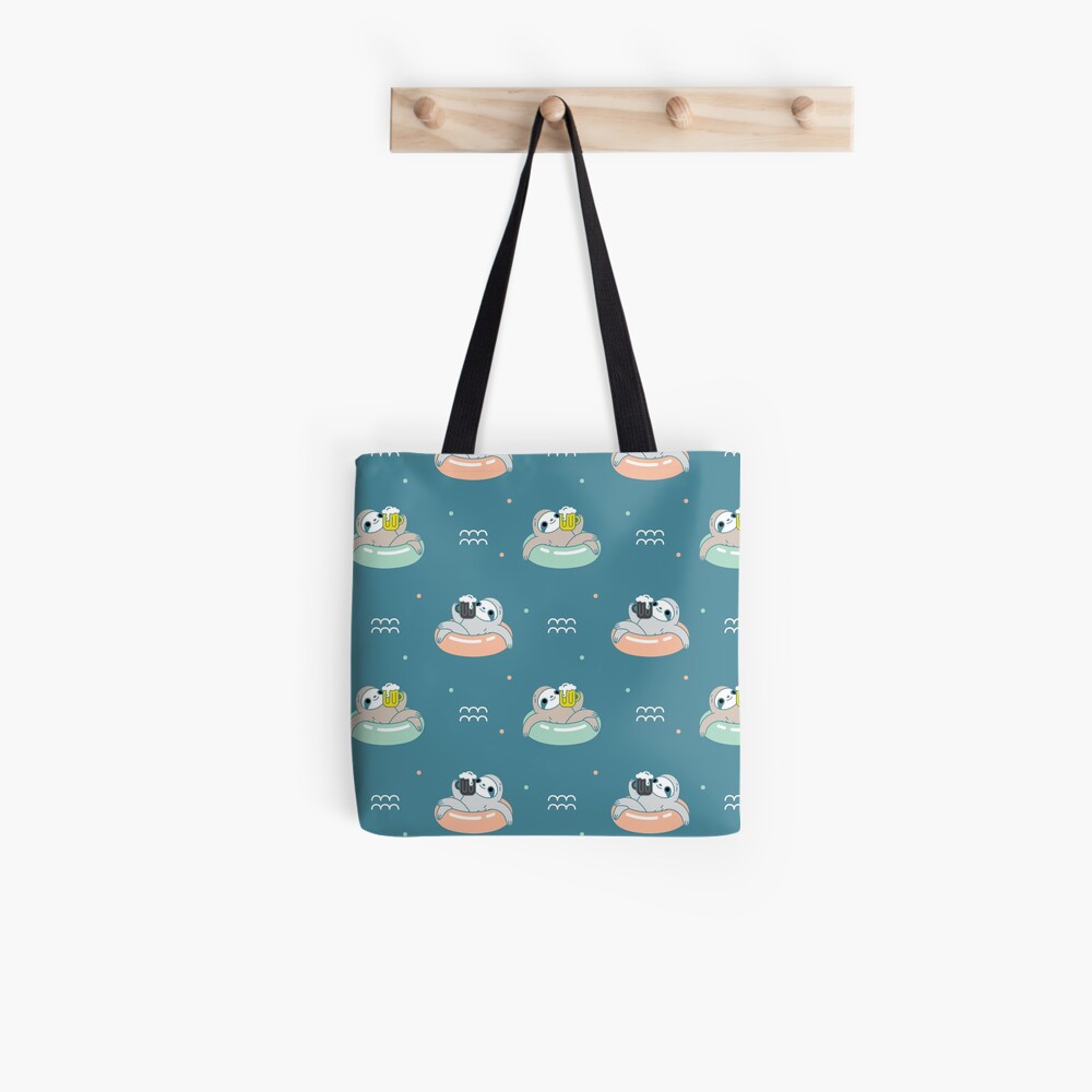 Beer Sloth Pattern Tote Bag