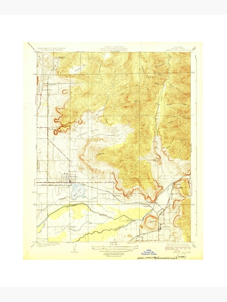 "Lemon Cove, CA from 1928 Vintage Map High Quality" Art Print by