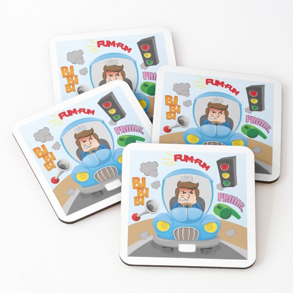 Item preview, Illustration of mascot executive person with social clothing, nervous, angry while driving a car, stressed with noise pollution. Ideal for catalogs, information and institutional material designed and sold by LucianoCosmo.