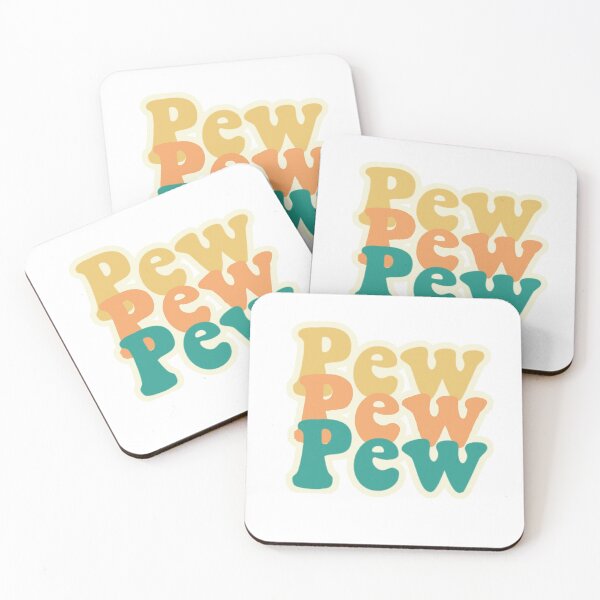 Artikelvorschau,  eine Vintage-Version der Texte aus dem berühmten Tiktok-Song Pew Pew Pew von Tante Hammy. Dieses Design ist die vergrößerte Einzelversion eines dreiteiligen Aufkleberdesigns. Die beiden anderen Designs aus dem Set finden Sie in der Beschreibung des Aufkl entworfen und verkauft von JHuiYanLi.