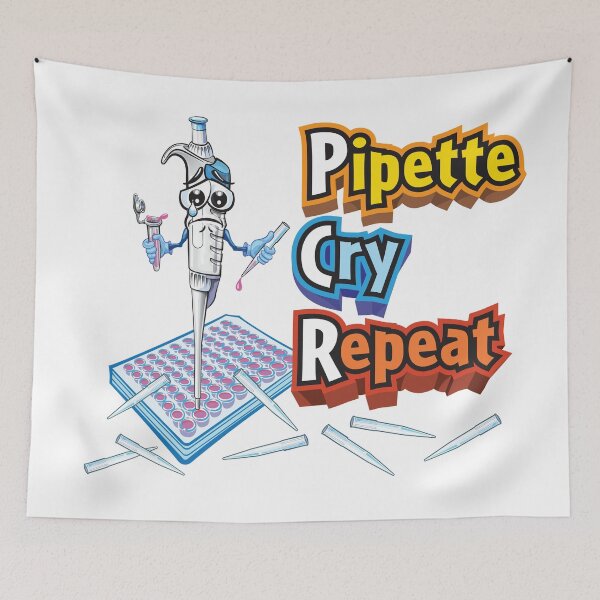 Item preview, Pipette Cry Repeat with Sad Cartoon Character and PCR Microplate - Funny Science designed and sold by Zit-Zat-Zot.