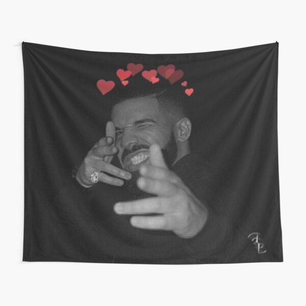 Drake the rapper with heart crown  Tapestry