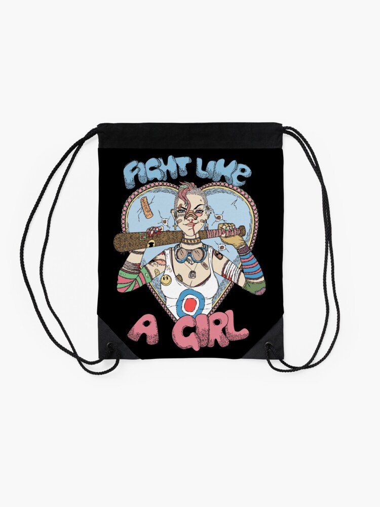 Alternate view of Fight Like A Girl - Fight Like A Tank Girl (Tank Girl) Drawstring Bag