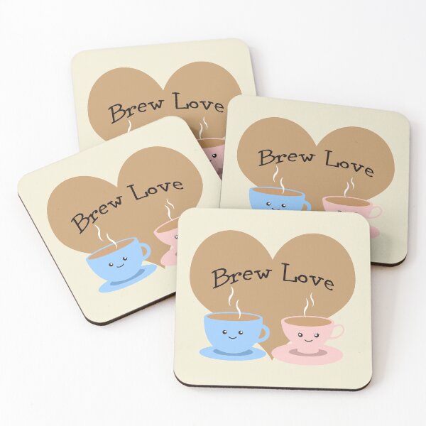 Item preview, Brew Love Cute Coffee Cup Couple designed and sold by Hedgie Designs.