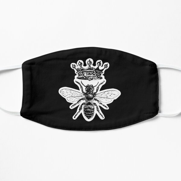Queen Bee | Vintage Honey Bees | Black and White | Flat Mask