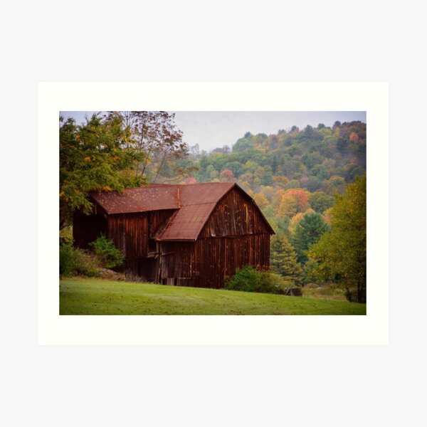 Morning Fog hangs over the Farm Art Print