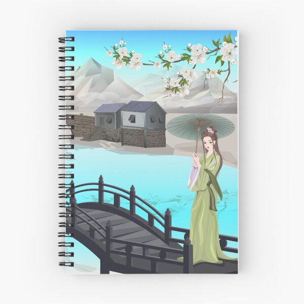 Item preview, Chinese girl standing umbrella on a bridge  designed and sold by WeeraS.