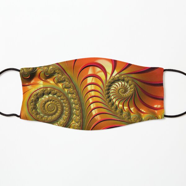 Tequila Sunrise - Summery Orange Yellow and Gold Tropical Fractal Kids Mask