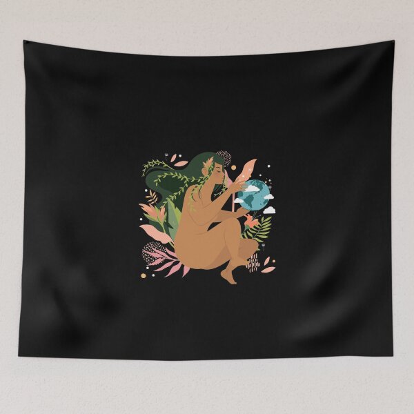 Item preview, Light Brown Skinned Woman Hugging Earth Floral designed and sold by Maria Simone.