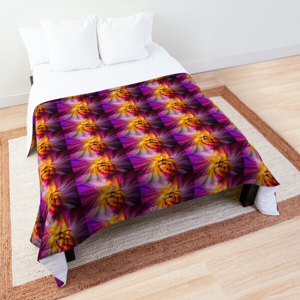 Abstract Swirl Violet Yellow Tube Sponge  - Mixed Media DiveArt Comforter