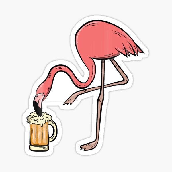 flamingo drinking beer