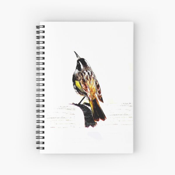 New Holland Honeyeater Bird, Bird Art, Bird Graphic Spiral Notebook