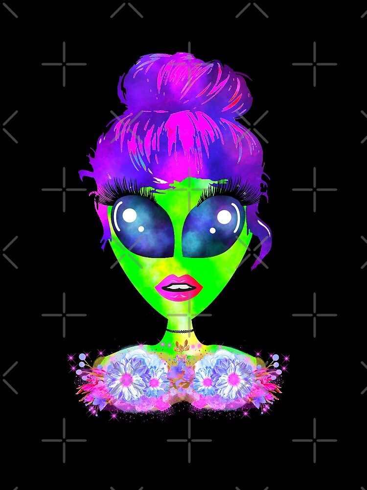 cute alien girl women alien bun hair lashes outer space funny alien ufo girl  lips extraterrestrial astrology  Photographic Print for Sale by  tiffanator606