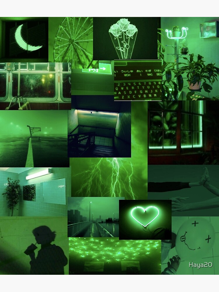 Neon green aesthetic collage