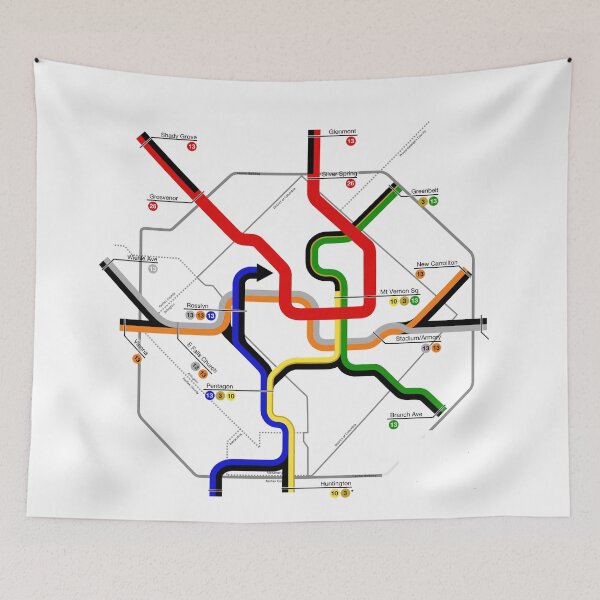 Item preview, Washington Train Metro Subway Map designed and sold by KALEIDOSCOPE UK.