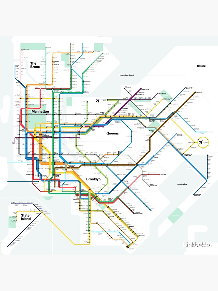 New York Subway Metro Tube Underground Map Premium Matte Vertical ...