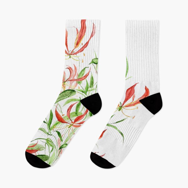 Item preview, hand painted orange red climbing lily watercolor painting  designed and sold by ColorandColor.