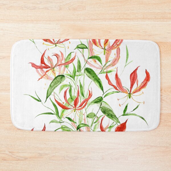 Item preview, hand painted orange red climbing lily watercolor painting  designed and sold by ColorandColor.