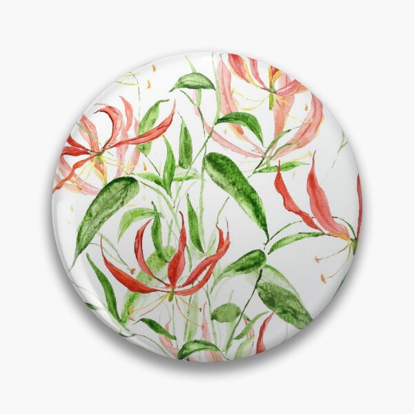 Item preview, hand painted orange red climbing lily watercolor painting  designed and sold by ColorandColor.