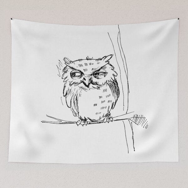 Item preview, Grumpy Owl Line Art Illustration designed and sold by rohanch24.