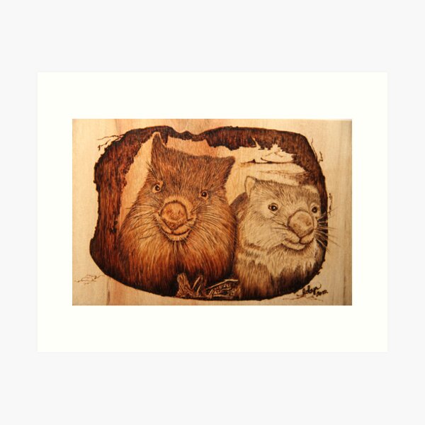 Item preview, Pyrography: Two Wombats in Their Burrow designed and sold by Robyn J. Blackford.