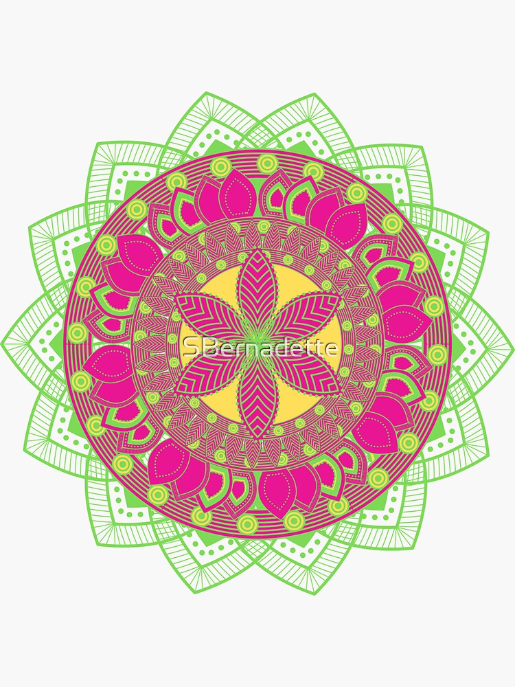 Thumbnail 3 of 3, Sticker, Henna Colourful Design Light Green and Pink designed and sold by SBernadette.
