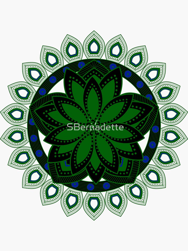 Artwork view, Henna Colourful Design Dark Blue and Green designed and sold by SBernadette