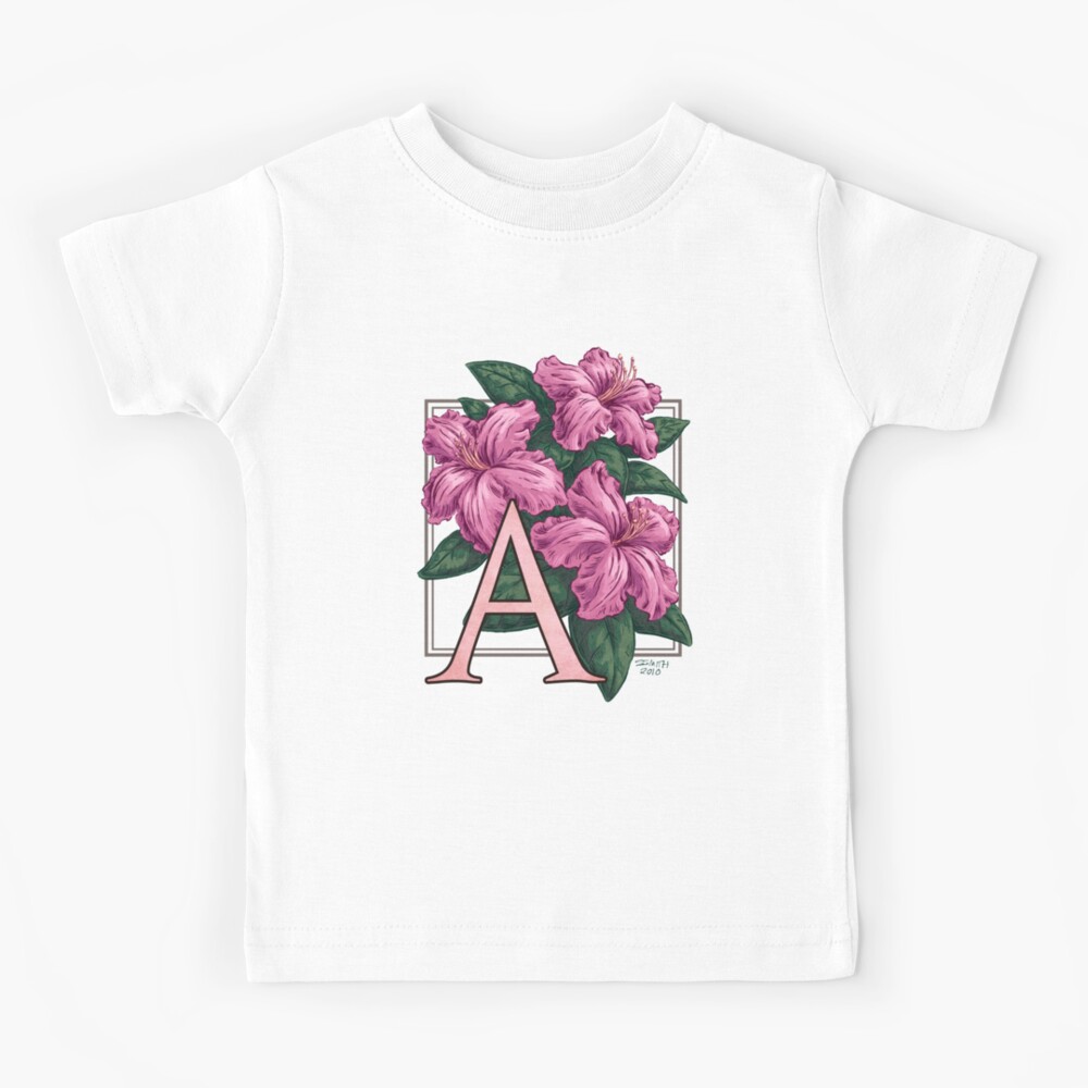 A is for Azalea Flower Monogram Kids T-Shirt