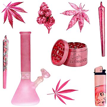 Artwork thumbnail, Pink Aesthetic Stoner Queen ~ Stoner Weed and Essentials Semi Transparent Sticker Bundle Pack ~ Collection Set 7 by Neon-Wolf
