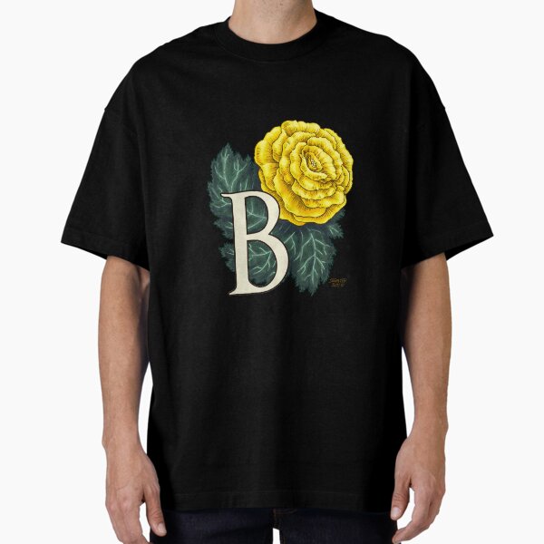 B is for Begonia Flower Monogram Floating Oversized T-Shirt