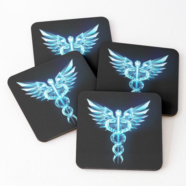 Item preview, Caduceus Crystal Symbol on Black Background designed and sold by Blackmoon9.