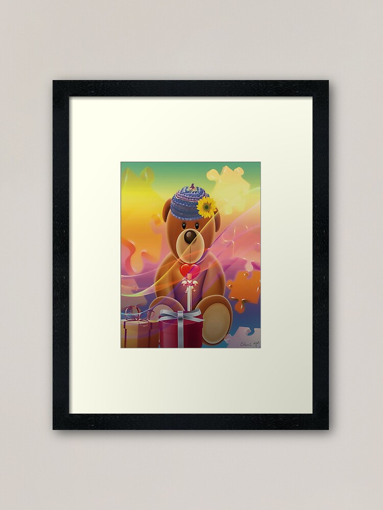 teddy bear framed art