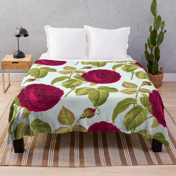 Item preview, Red roses on blue background - floral print designed and sold by kapotka.