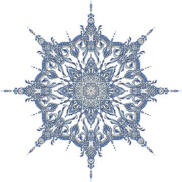 Artwork thumbnail, Henna Colourful Flower Pattern Blue and Grey by SBernadette