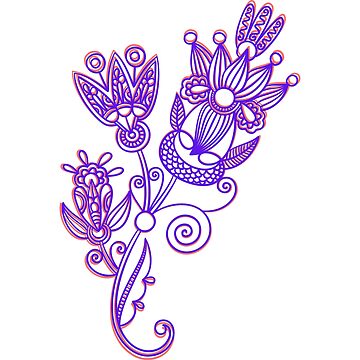 Artwork thumbnail, Henna Colourful Flower Pattern Blue and Orange by SBernadette