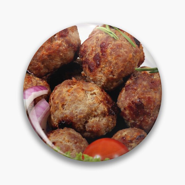 Item preview, tasty meatballs and salad on plate designed and sold by goceris.