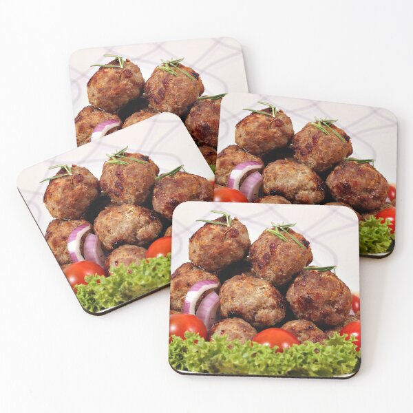 Item preview, tasty meatballs and salad on plate designed and sold by goceris.