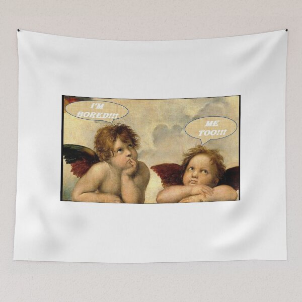 Item preview, Bored Angels, Raffaello Sanzio Raphael, Two Cherubs (detail of the Sistine Madonna), (c.1512 -1514) designed and sold by Calliope ❤️.
