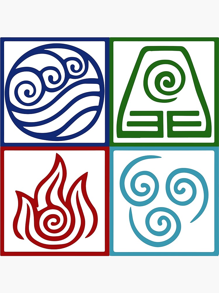 Symbol Der Vier Avatar Elemente Grusskarte Von Daljo Redbubble